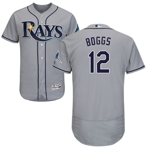 Rays #12 Wade Boggs Grey Flexbase Authentic Collection Stitched MLB Jersey
